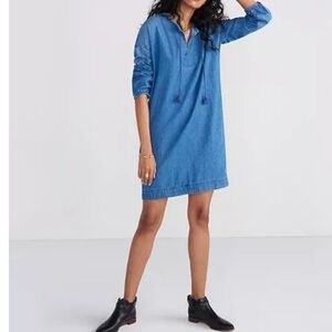 Madewell Women's Denim Artiste Tunic Dress Chambray Balloon Sleeve XXS